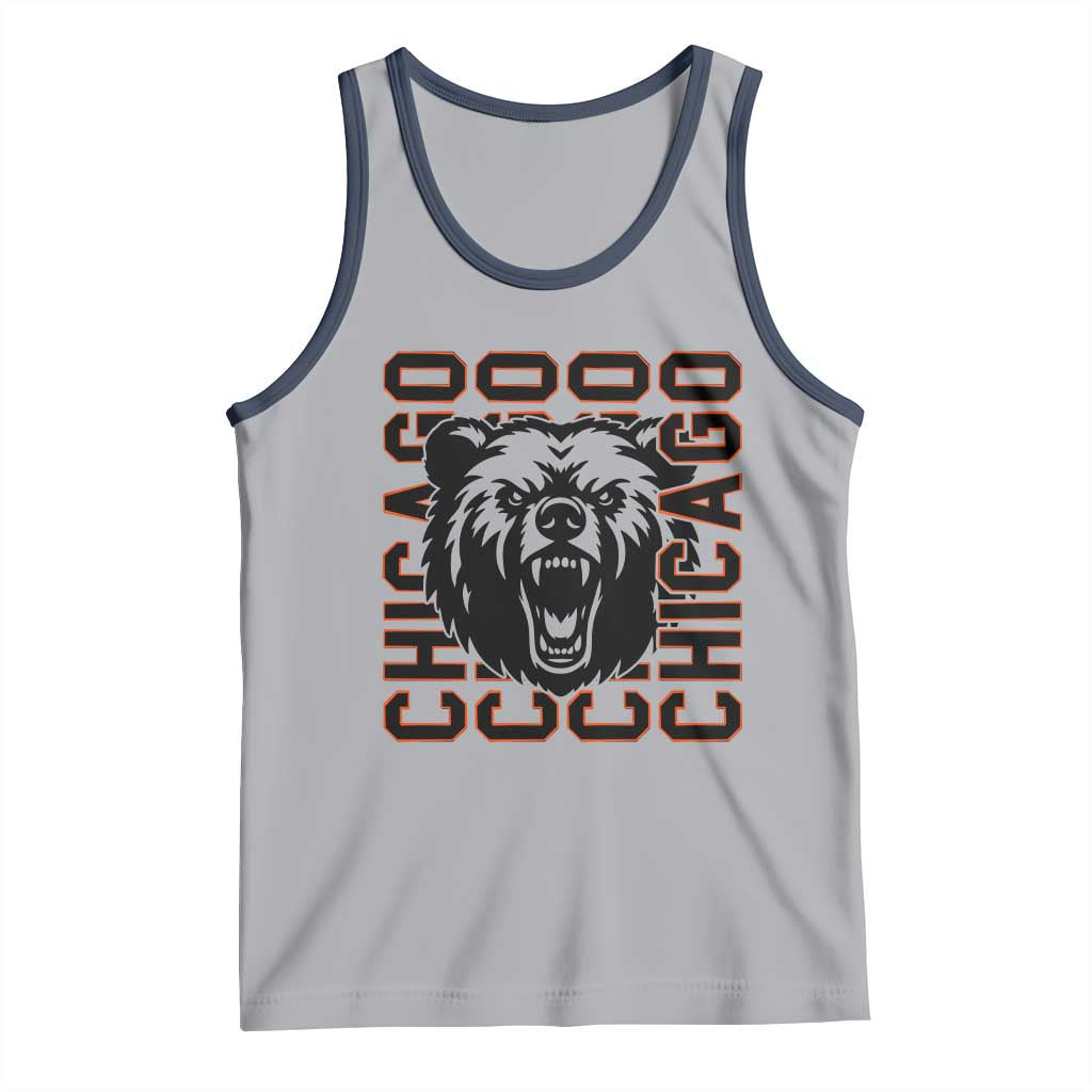 Game Day Football Fan Gift Tank Top Chicago With Bear TS12 Athletic Heather Navy Print Your Wear