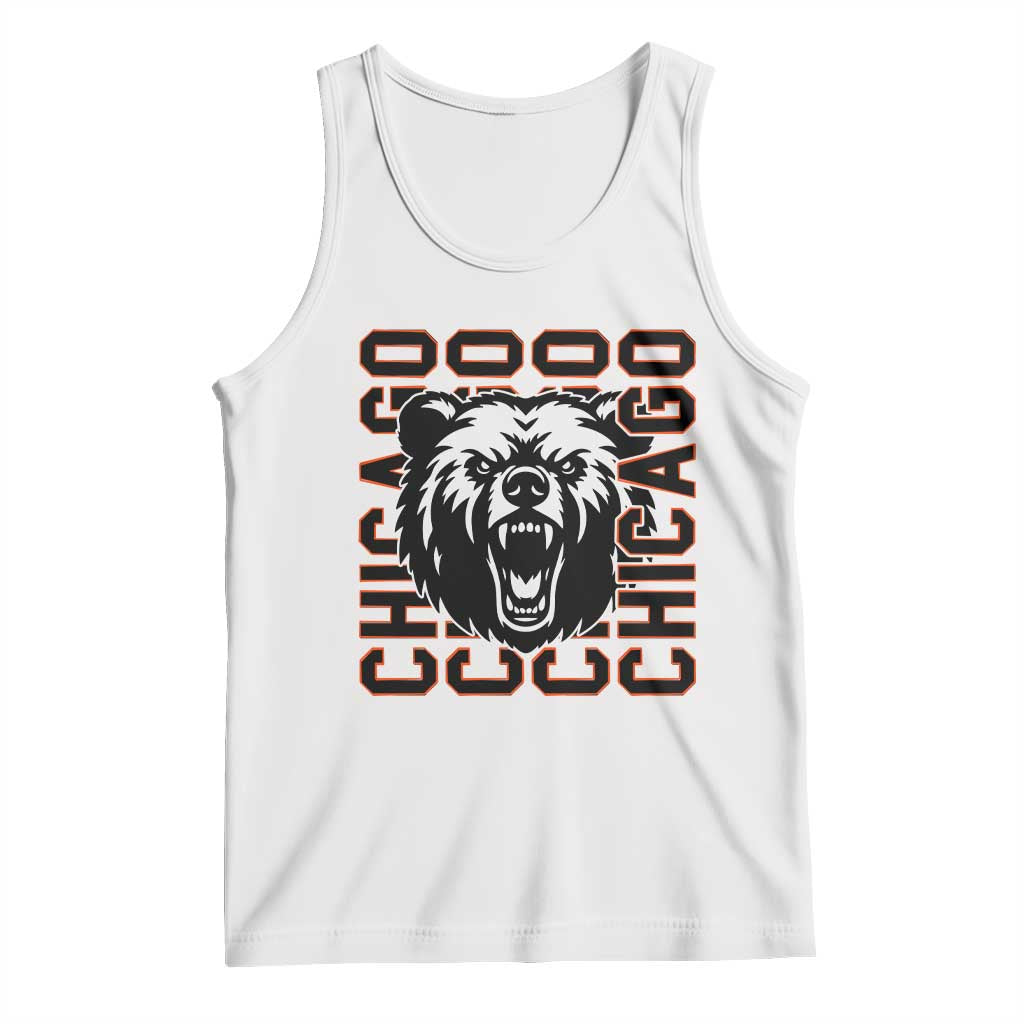 Game Day Football Fan Gift Tank Top Chicago With Bear TS12 White Print Your Wear