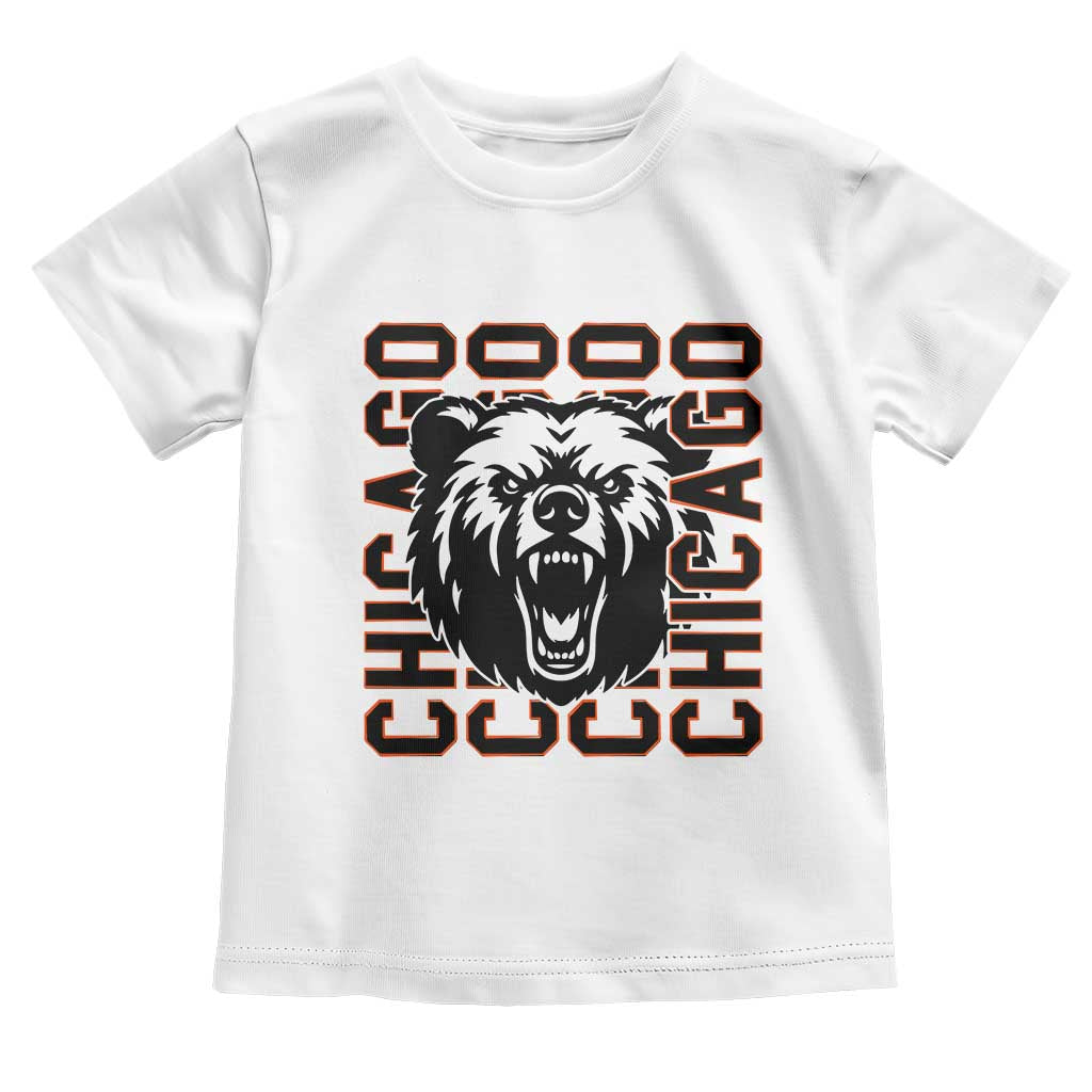Game Day Football Fan Gift Toddler T Shirt Chicago With Bear TS12 White Print Your Wear