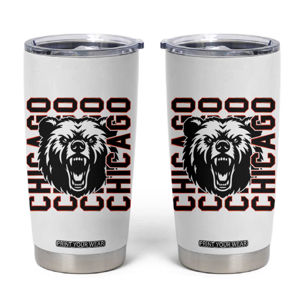 Game Day Football Fan Gift Tumbler Cup Chicago With Bear TS12 White Print Your Wear