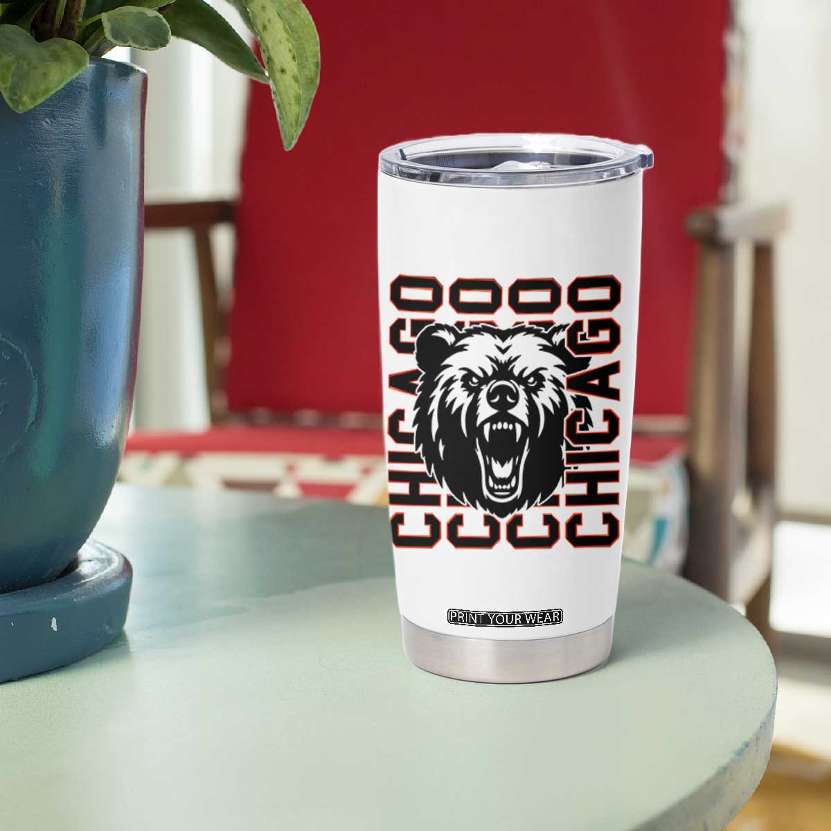 Game Day Football Fan Gift Tumbler Cup Chicago With Bear TS12 Print Your Wear