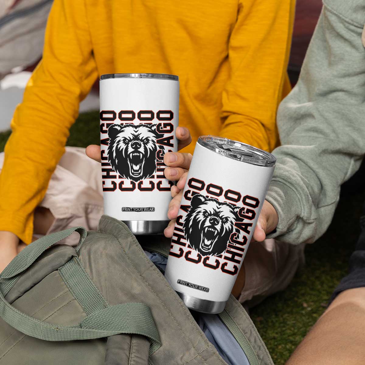 Game Day Football Fan Gift Tumbler Cup Chicago With Bear TS12 Print Your Wear
