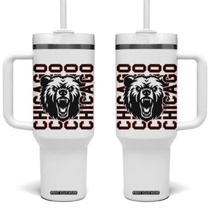 Game Day Football Fan Gift Tumbler With Handle Chicago With Bear TS12 One Size: 40 oz White Print Your Wear
