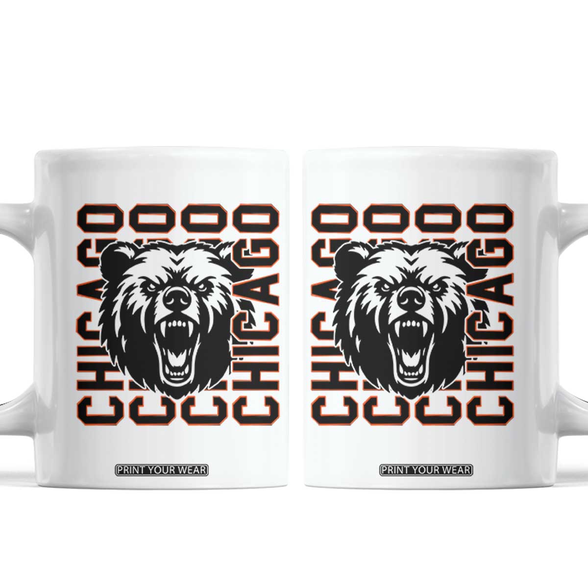 Game Day Football Fan Gift Coffee Mug Chicago With Bear TS12 White Print Your Wear