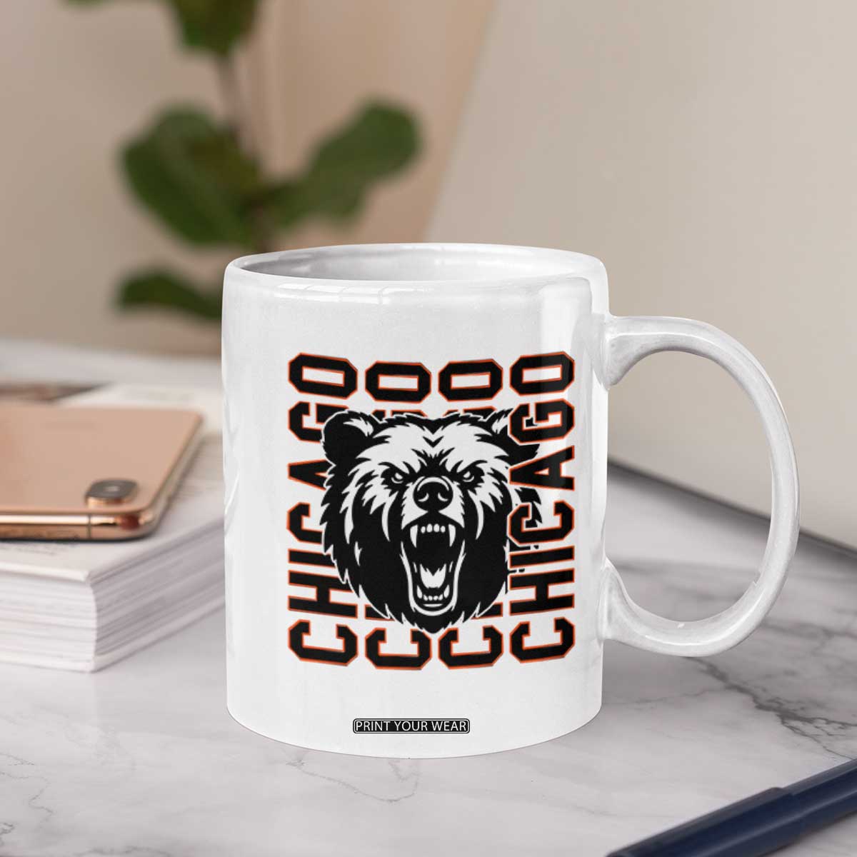 Game Day Football Fan Gift Coffee Mug Chicago With Bear TS12 Print Your Wear