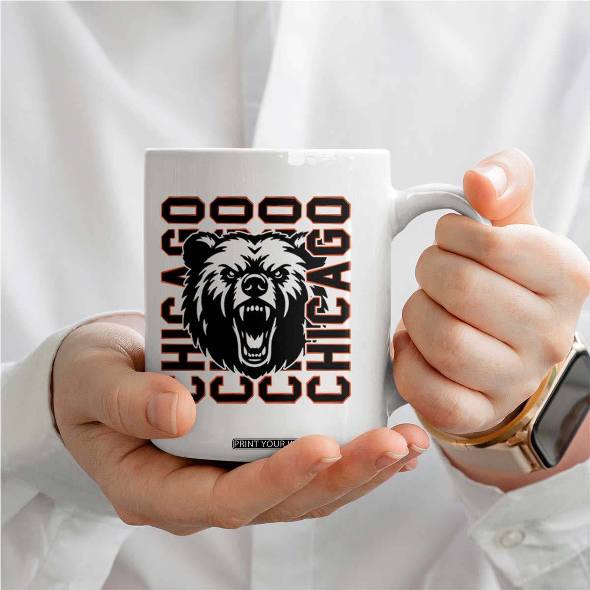 Game Day Football Fan Gift Coffee Mug Chicago With Bear TS12 Print Your Wear