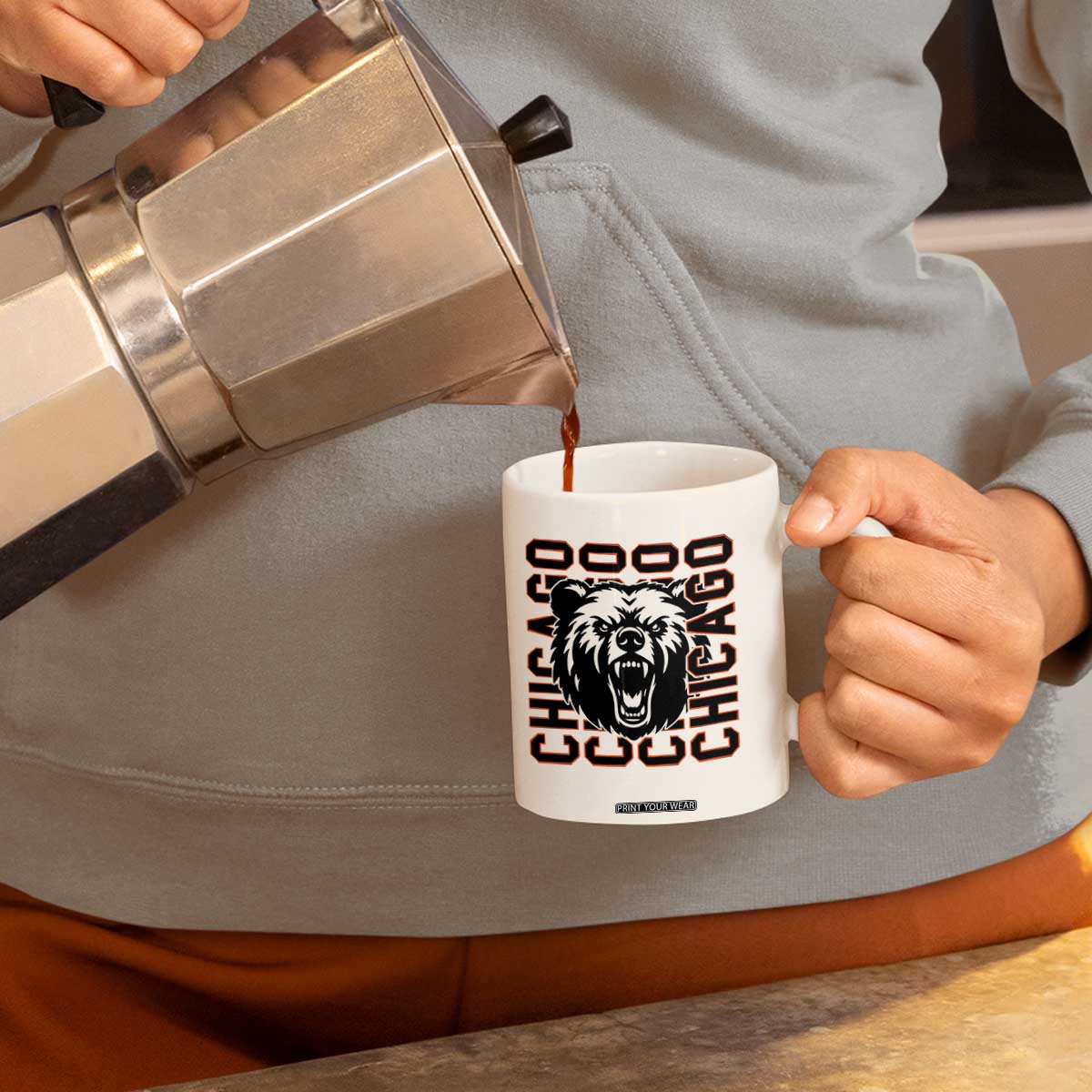 Game Day Football Fan Gift Coffee Mug Chicago With Bear TS12 Print Your Wear