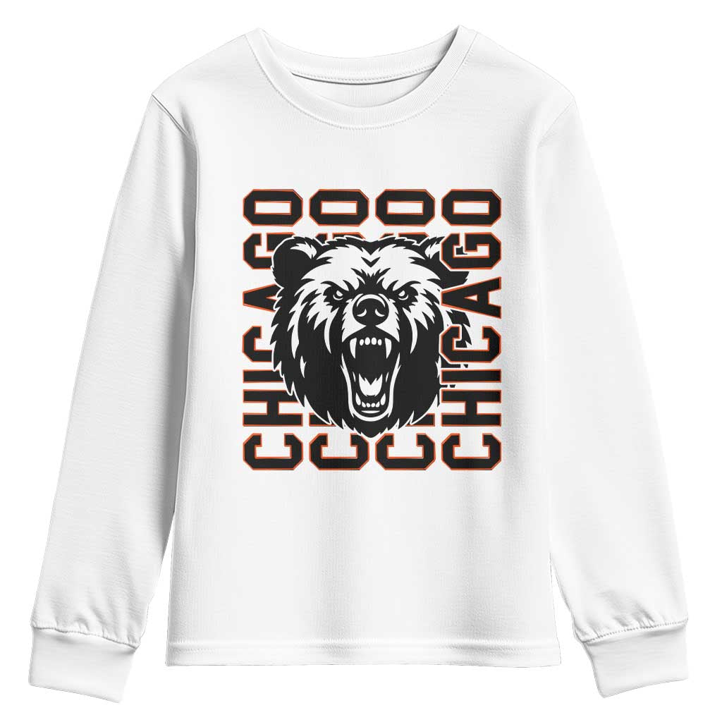 Game Day Football Fan Gift Youth Sweatshirt Chicago With Bear TS12 White Print Your Wear