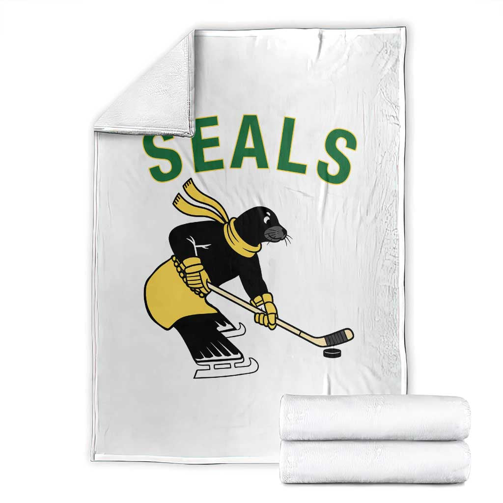 Funny Seal Ice Hockey Player Throw Blanket Winter Sports Gift TS12 White Print Your Wear