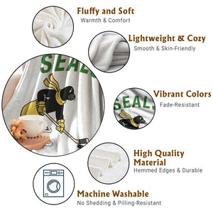 Funny Seal Ice Hockey Player Throw Blanket Winter Sports Gift TS12 Print Your Wear