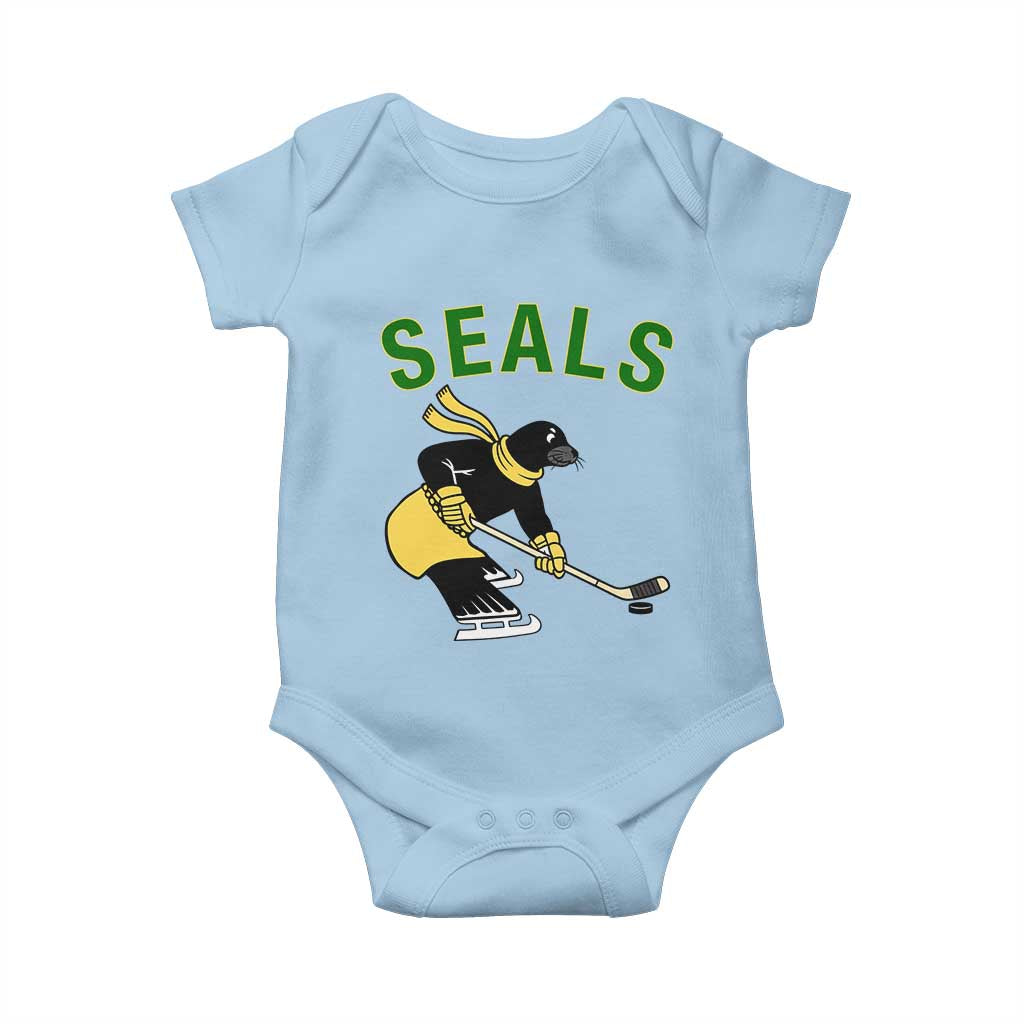 Funny Seal Ice Hockey Player Baby Onesie Winter Sports Gift TS12 Light Blue Print Your Wear