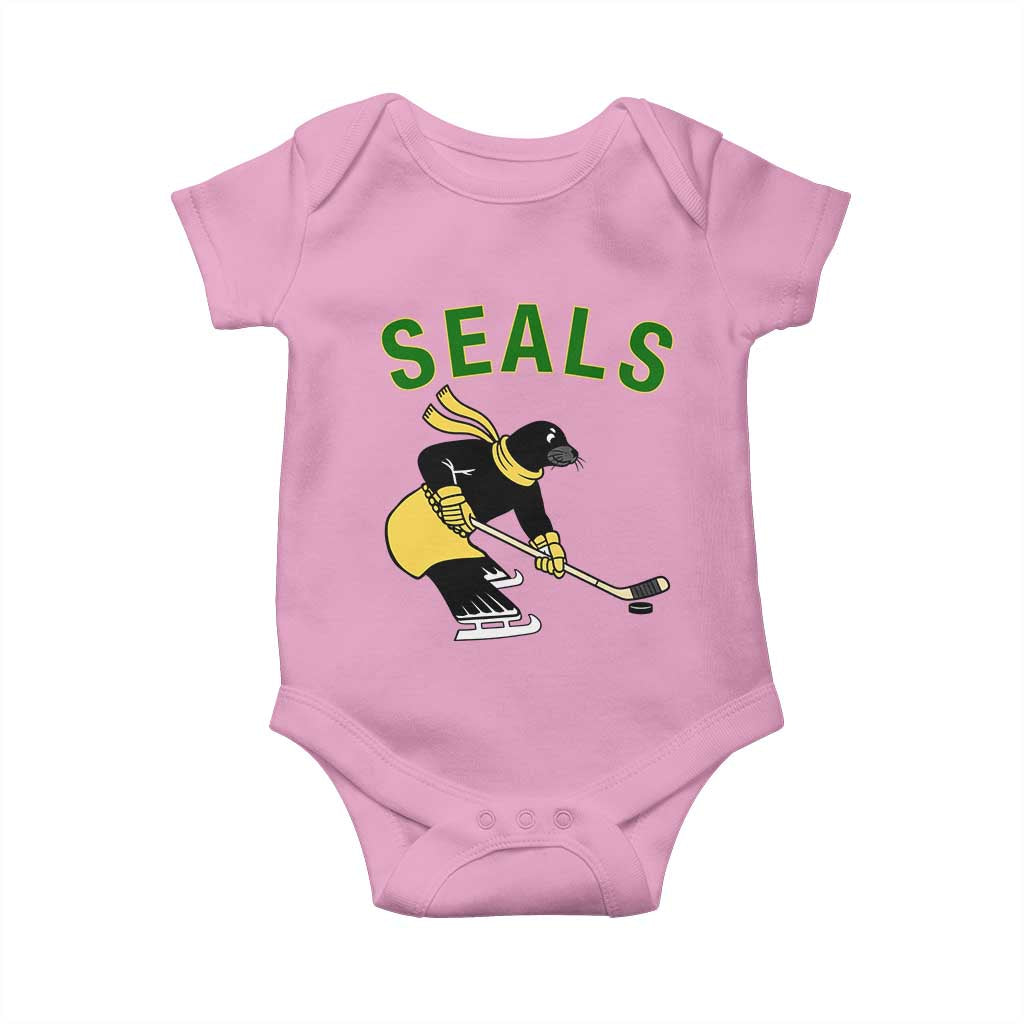 Funny Seal Ice Hockey Player Baby Onesie Winter Sports Gift TS12 Light Pink Print Your Wear