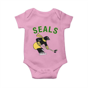 Funny Seal Ice Hockey Player Baby Onesie Winter Sports Gift TS12 Light Pink Print Your Wear