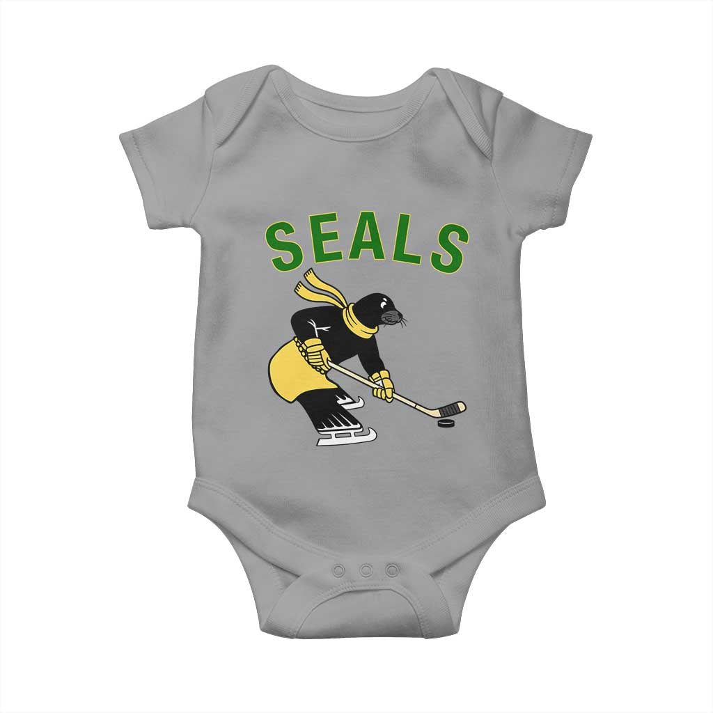 Funny Seal Ice Hockey Player Baby Onesie Winter Sports Gift TS12 Sport Gray Print Your Wear