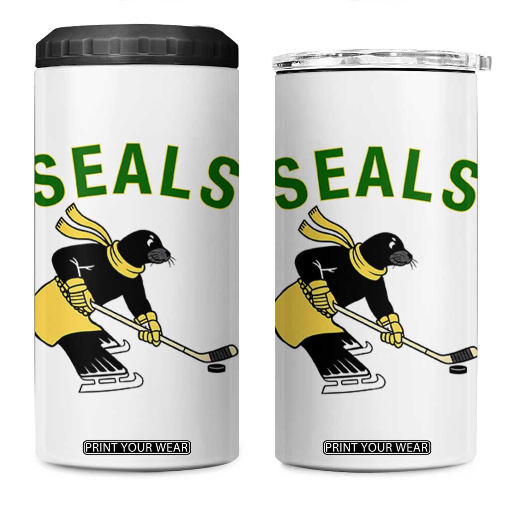 Funny Seal Ice Hockey Player 4 in 1 Can Cooler Tumbler Winter Sports Gift TS12 One Size: 16 oz White Print Your Wear