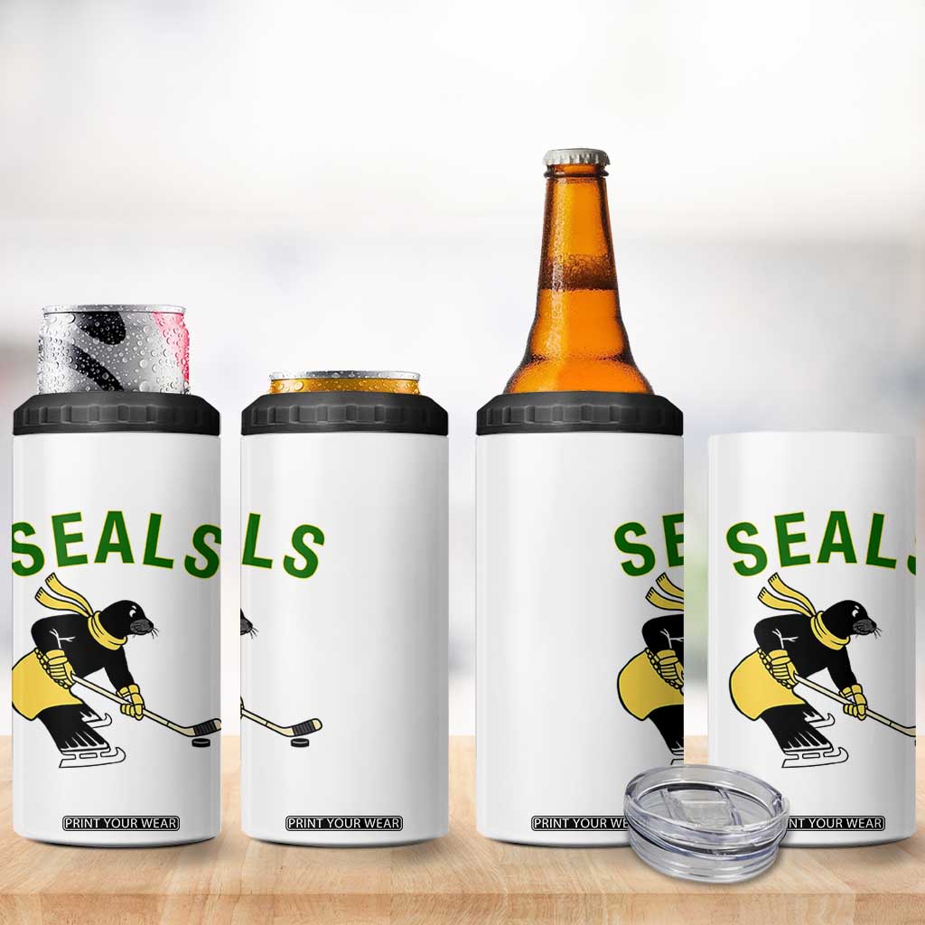 Funny Seal Ice Hockey Player 4 in 1 Can Cooler Tumbler Winter Sports Gift TS12 Print Your Wear