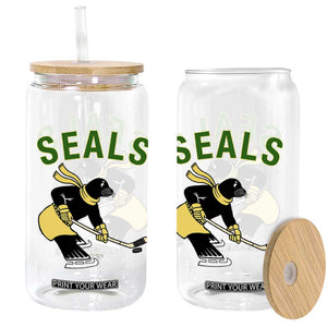 Funny Seal Ice Hockey Player Glass Can Winter Sports Gift TS12 Print Your Wear
