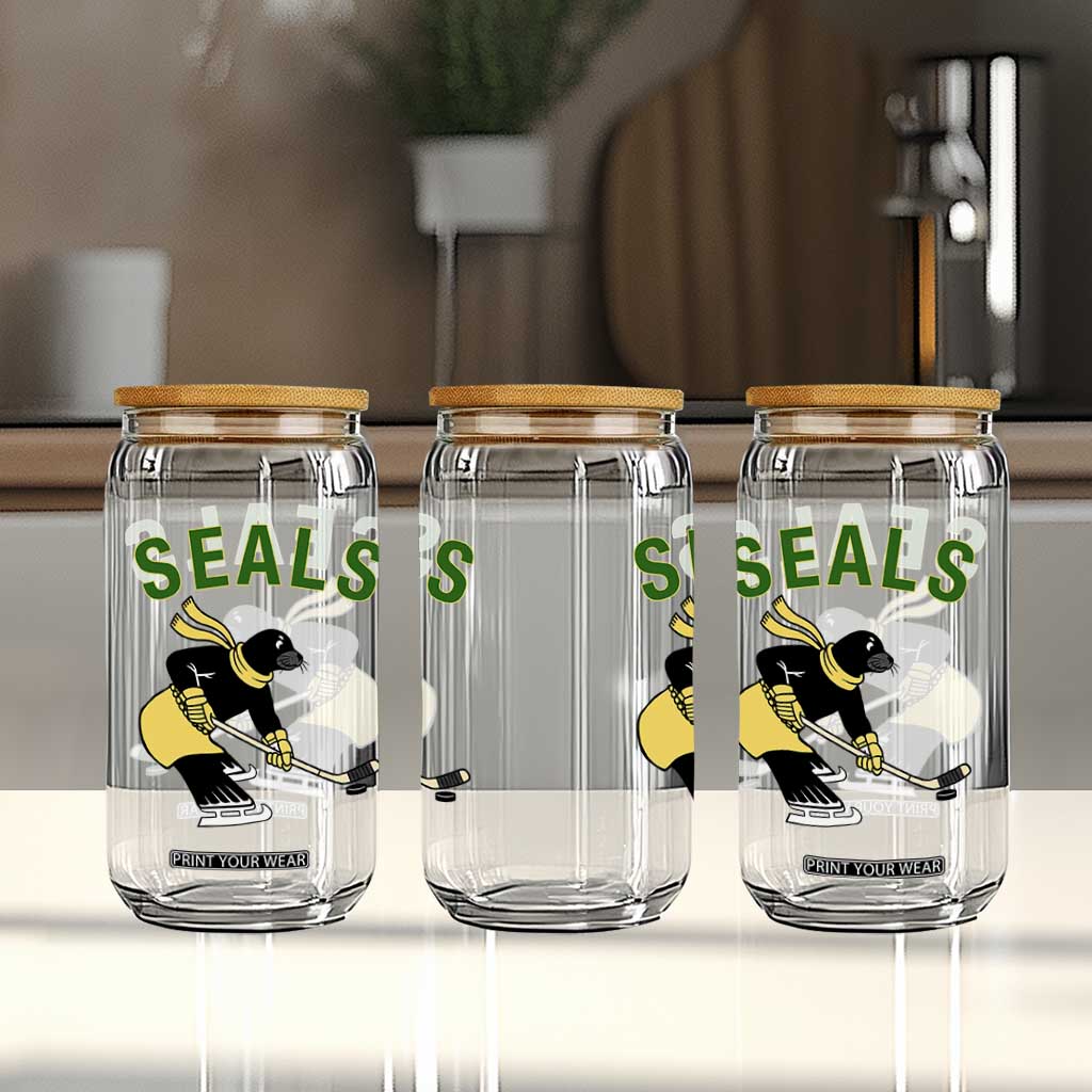 Funny Seal Ice Hockey Player Glass Can Winter Sports Gift TS12 Print Your Wear