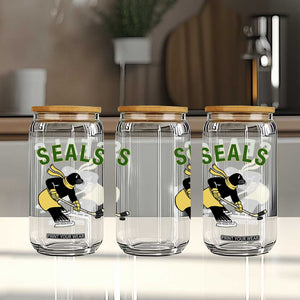 Funny Seal Ice Hockey Player Glass Can Winter Sports Gift TS12 Print Your Wear