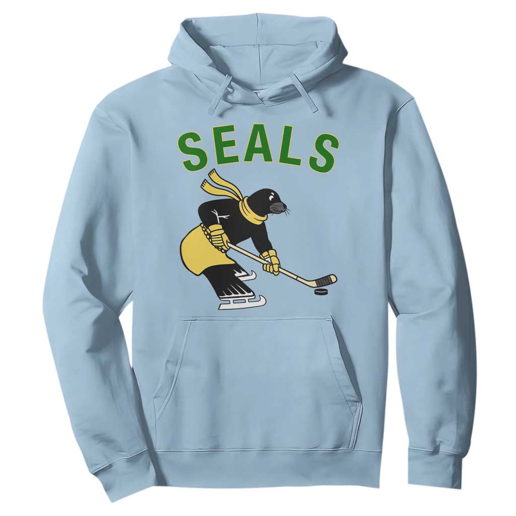 Funny Seal Ice Hockey Player Hoodie Winter Sports Gift TS12 Light Blue Print Your Wear