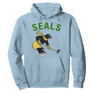 Funny Seal Ice Hockey Player Hoodie Winter Sports Gift TS12 Light Blue Print Your Wear