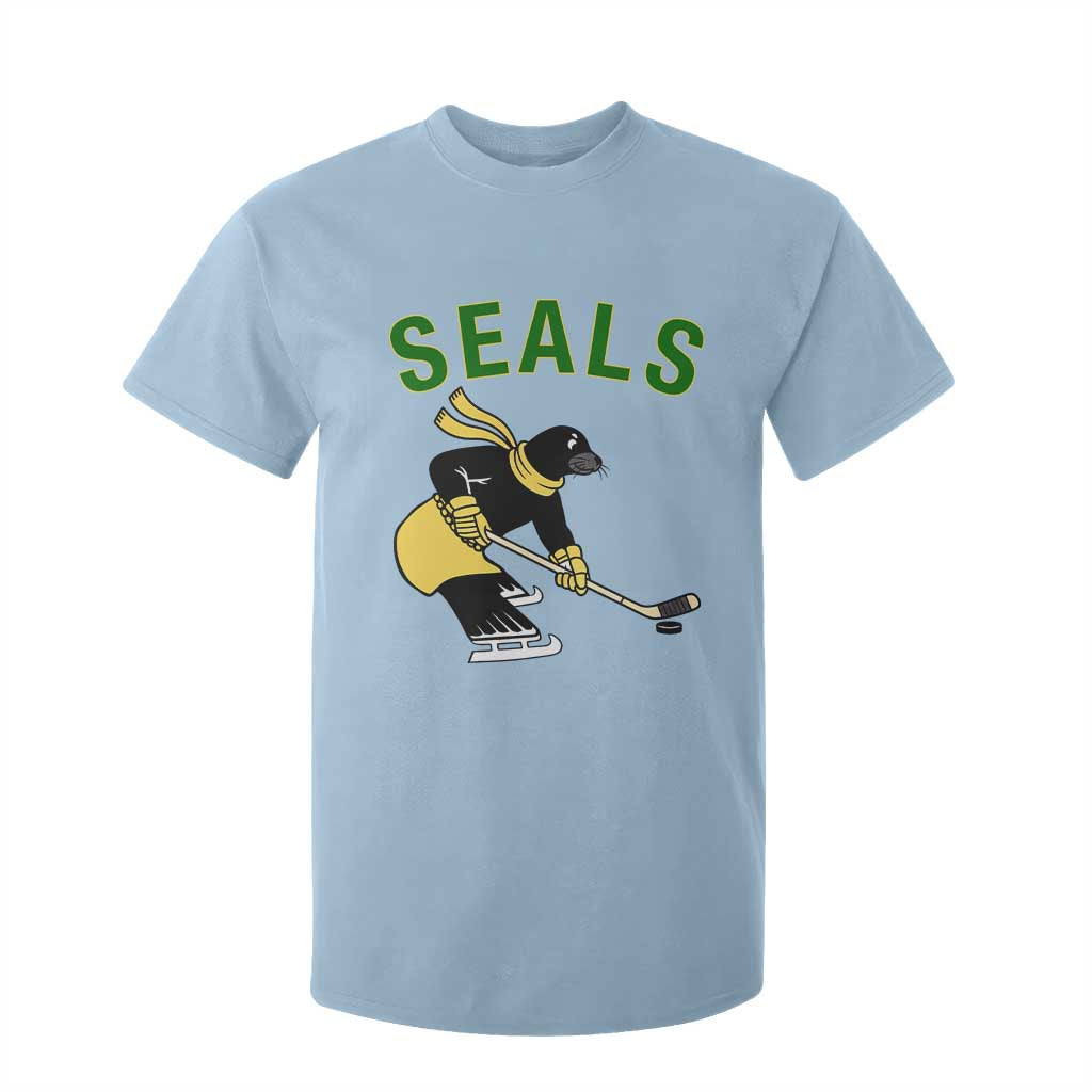 Funny Seal Ice Hockey Player T Shirt For Kid Winter Sports Gift TS12 Light Blue Print Your Wear