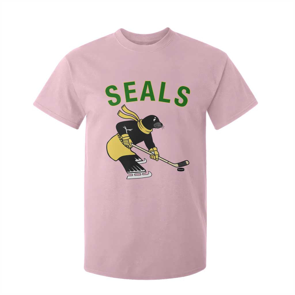 Funny Seal Ice Hockey Player T Shirt For Kid Winter Sports Gift TS12 Light Pink Print Your Wear