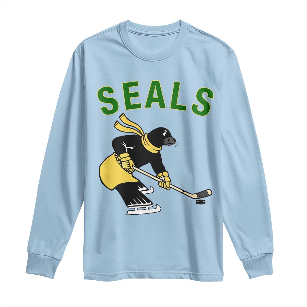 Funny Seal Ice Hockey Player Long Sleeve Shirt Winter Sports Gift TS12 Light Blue Print Your Wear