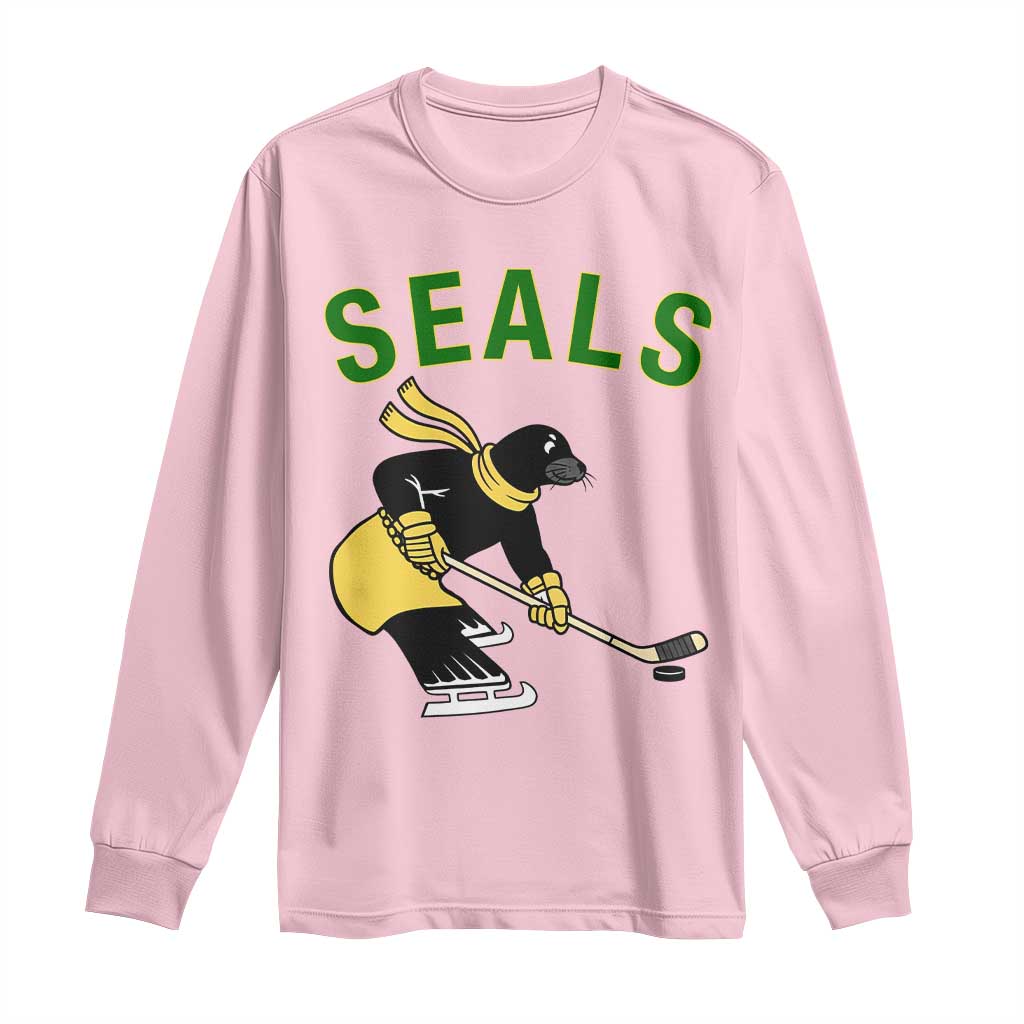 Funny Seal Ice Hockey Player Long Sleeve Shirt Winter Sports Gift TS12 Light Pink Print Your Wear