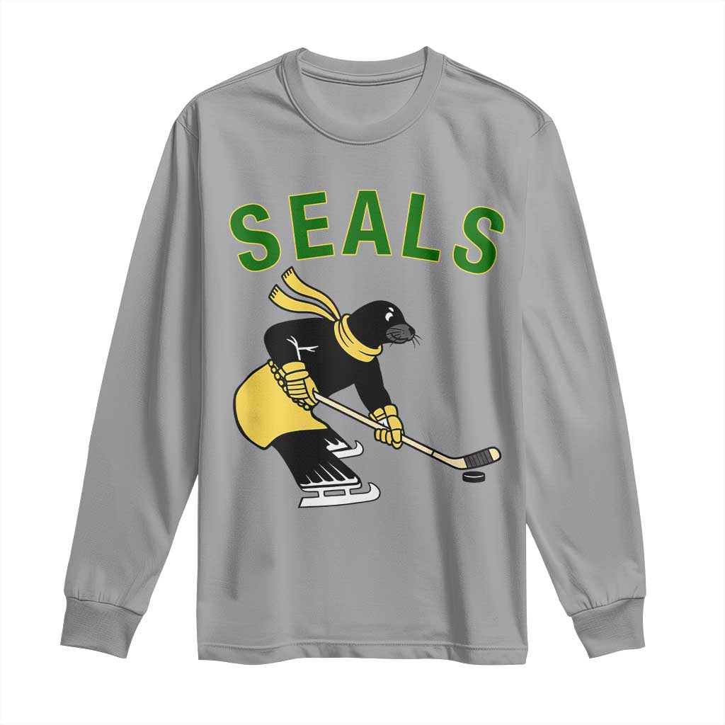 Funny Seal Ice Hockey Player Long Sleeve Shirt Winter Sports Gift TS12 Sport Gray Print Your Wear