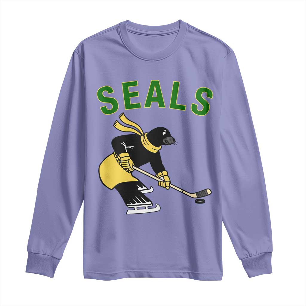 Funny Seal Ice Hockey Player Long Sleeve Shirt Winter Sports Gift TS12 Violet Print Your Wear