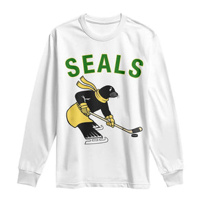 Funny Seal Ice Hockey Player Long Sleeve Shirt Winter Sports Gift TS12 White Print Your Wear