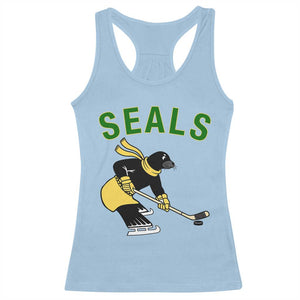 Funny Seal Ice Hockey Player Racerback Tank Top Winter Sports Gift TS12 Light Blue Print Your Wear
