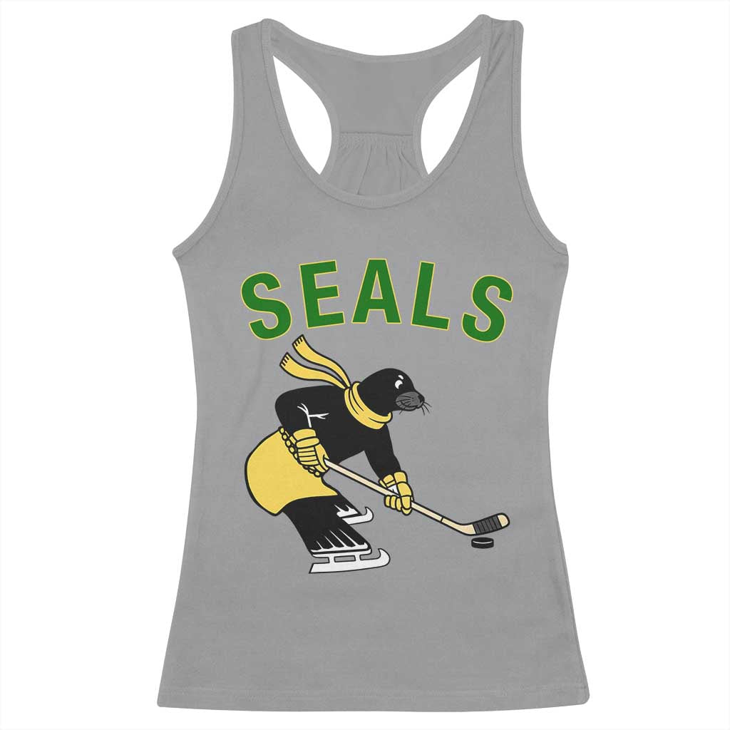 Funny Seal Ice Hockey Player Racerback Tank Top Winter Sports Gift TS12 Sport Gray Print Your Wear