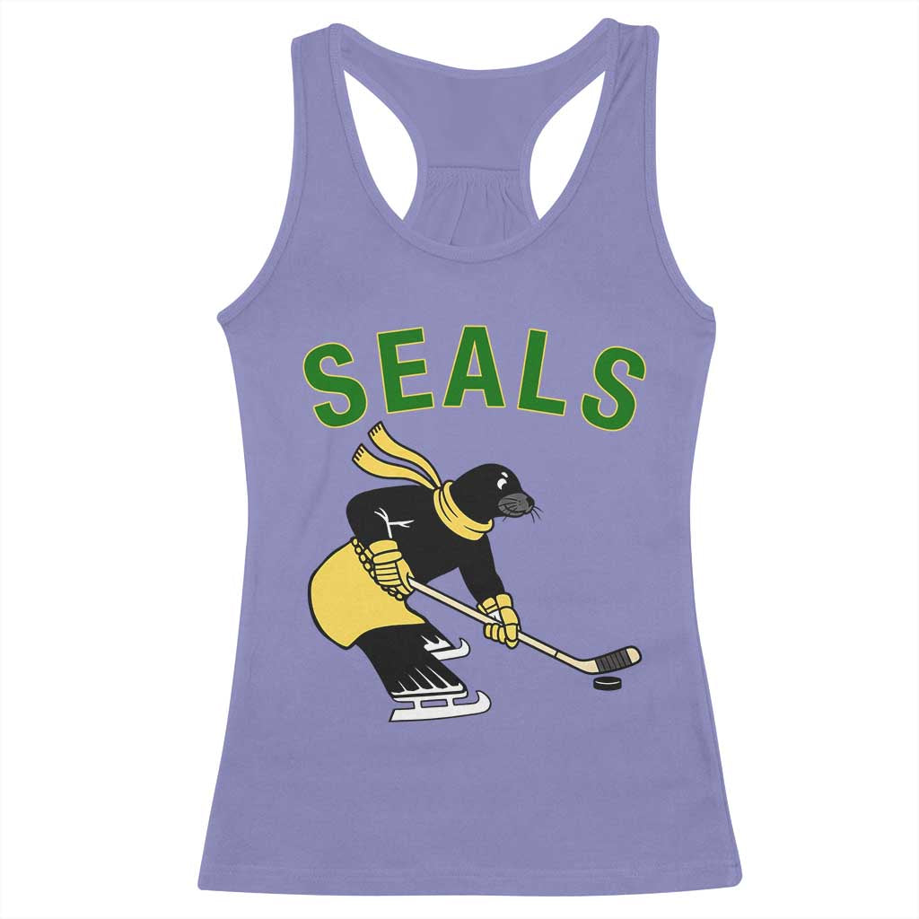Funny Seal Ice Hockey Player Racerback Tank Top Winter Sports Gift TS12 Violet Print Your Wear