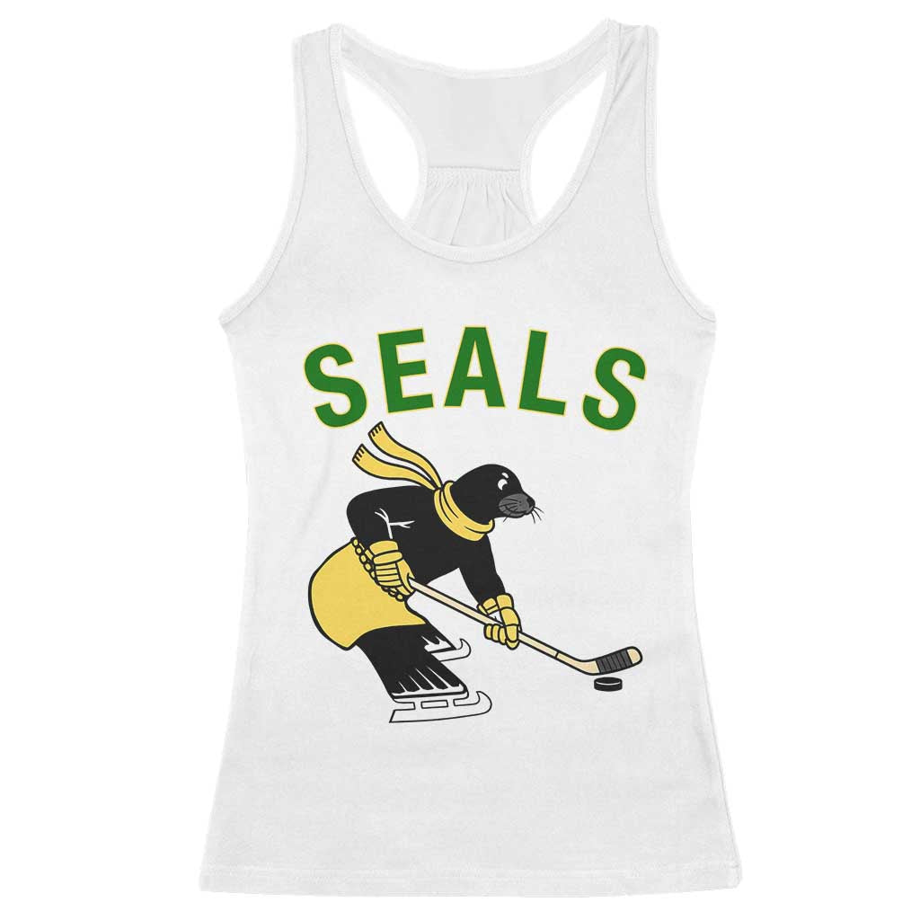 Funny Seal Ice Hockey Player Racerback Tank Top Winter Sports Gift TS12 White Print Your Wear