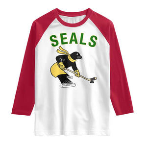Funny Seal Ice Hockey Player Raglan Shirt Winter Sports Gift TS12 White Red Print Your Wear