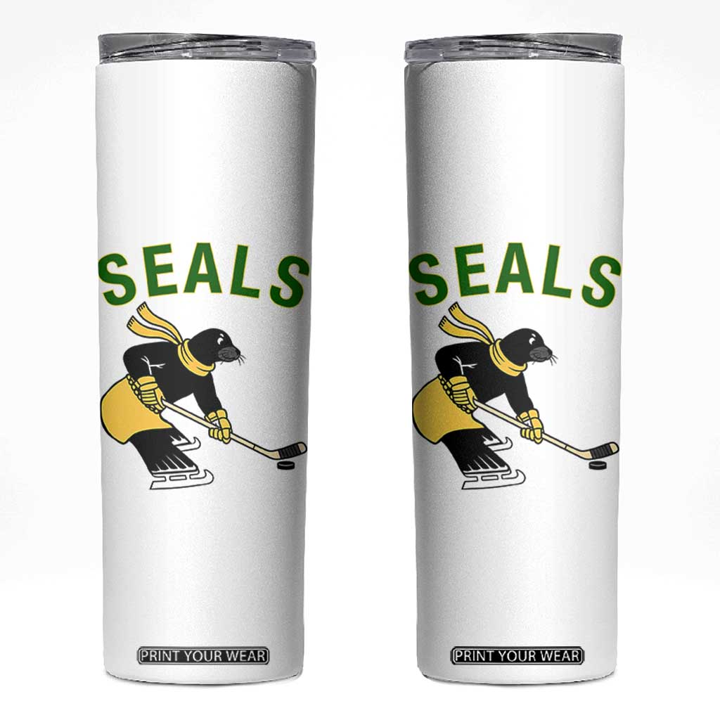 Funny Seal Ice Hockey Player Skinny Tumbler Winter Sports Gift TS12 White Print Your Wear