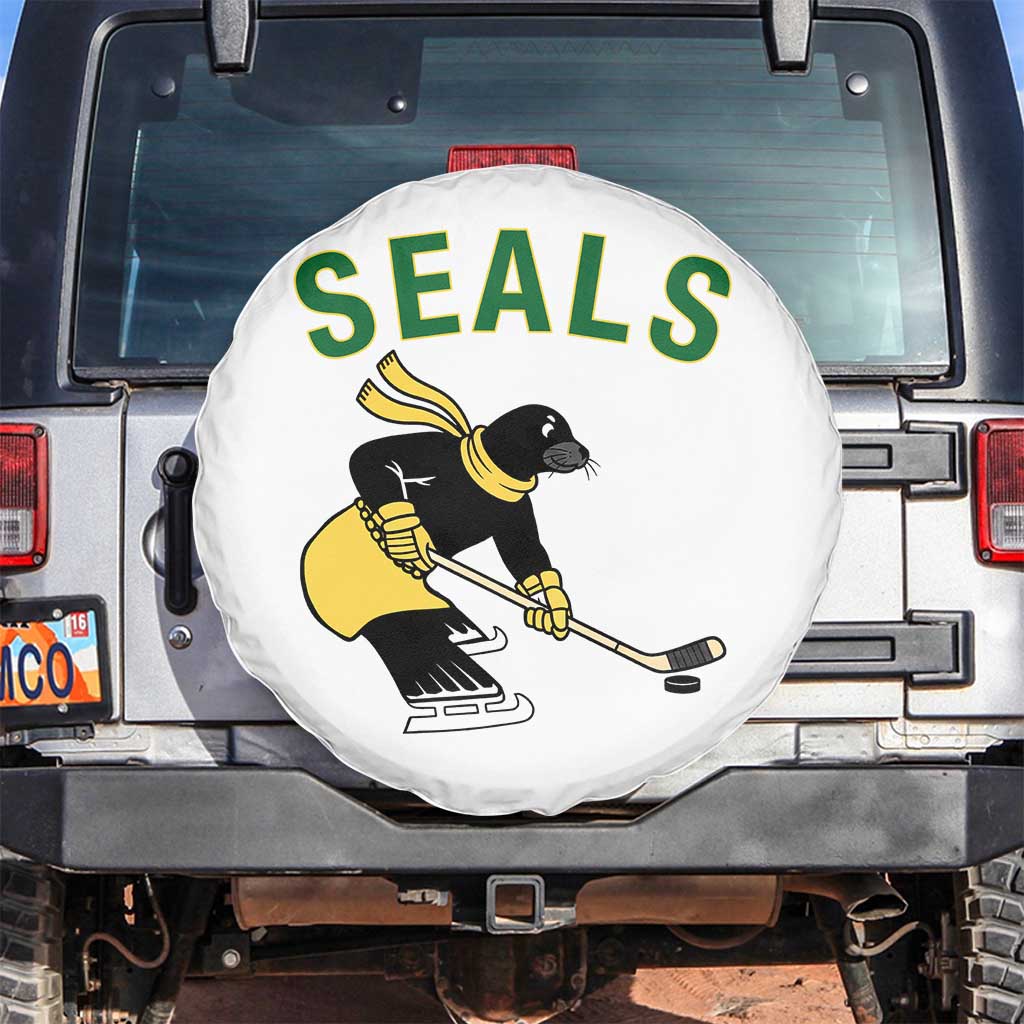 Funny Seal Ice Hockey Player Spare Tire Cover Winter Sports Gift TS12 No hole White Print Your Wear