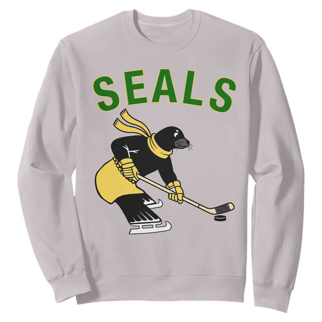 Funny Seal Ice Hockey Player Sweatshirt Winter Sports Gift TS12 Ice Gray Print Your Wear