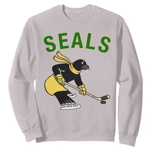 Funny Seal Ice Hockey Player Sweatshirt Winter Sports Gift TS12 Ice Gray Print Your Wear