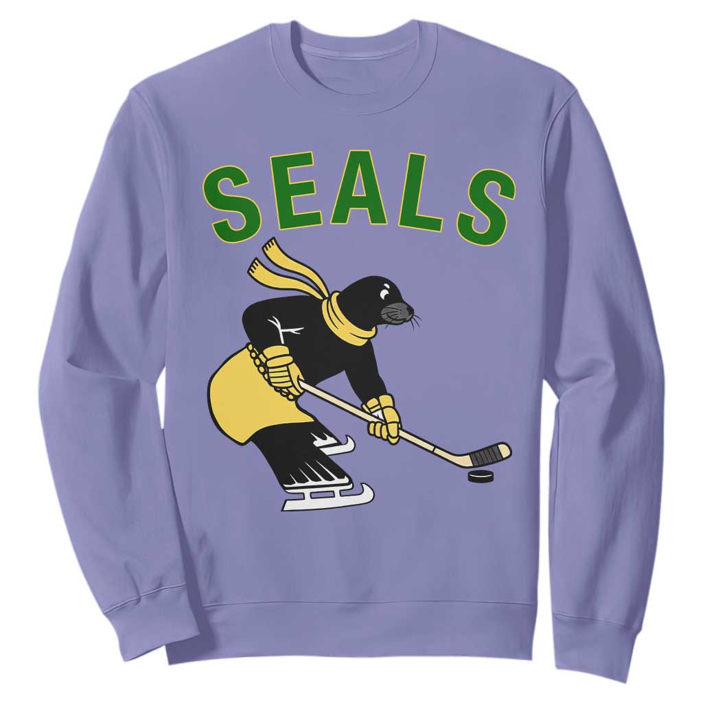 Funny Seal Ice Hockey Player Sweatshirt Winter Sports Gift TS12 Violet Print Your Wear