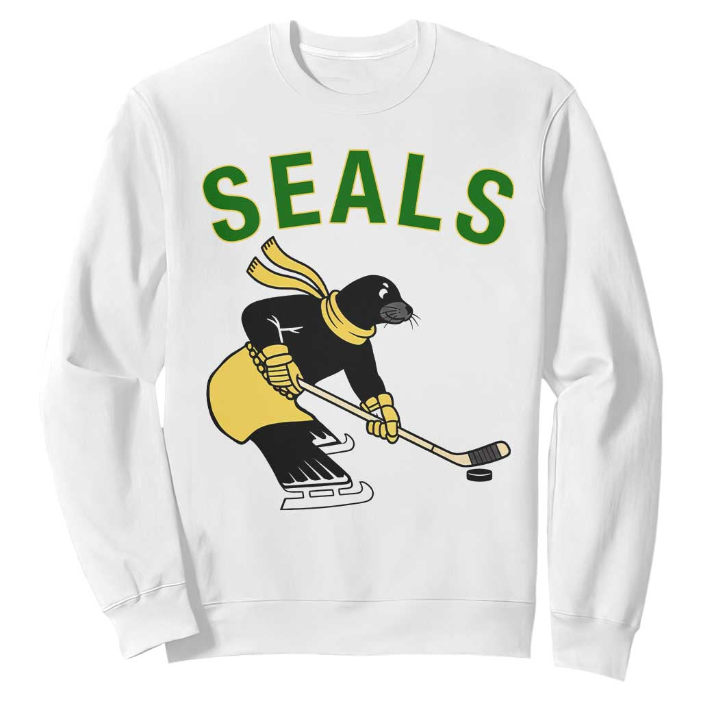 Funny Seal Ice Hockey Player Sweatshirt Winter Sports Gift TS12 White Print Your Wear