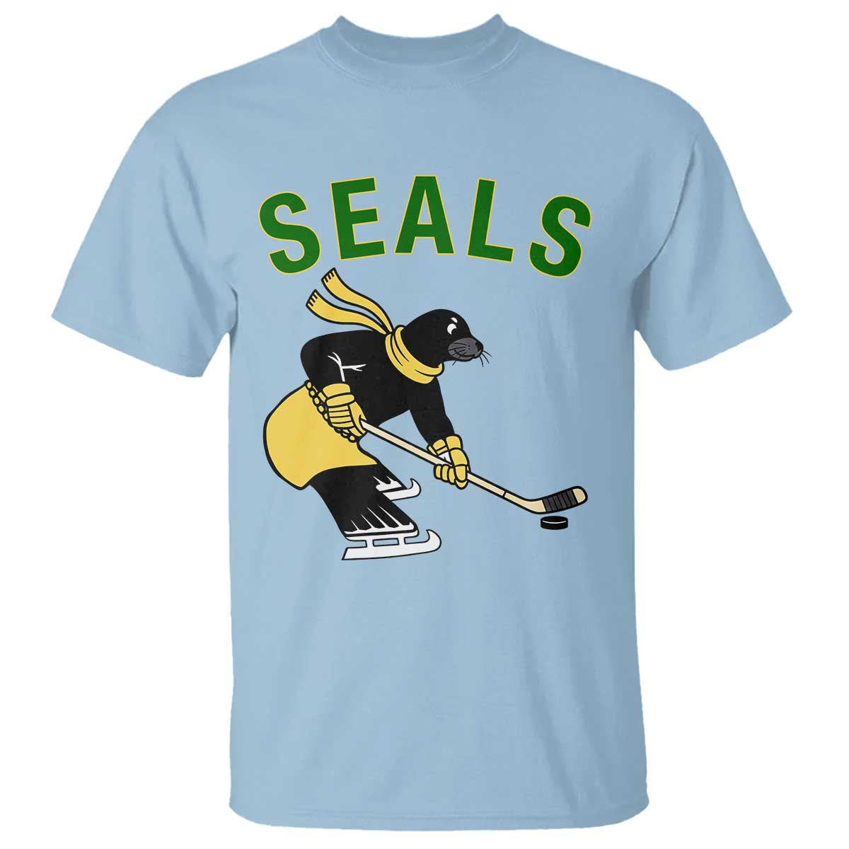 Funny Seal Ice Hockey Player T Shirt Winter Sports Gift TS12 Light Blue Print Your Wear