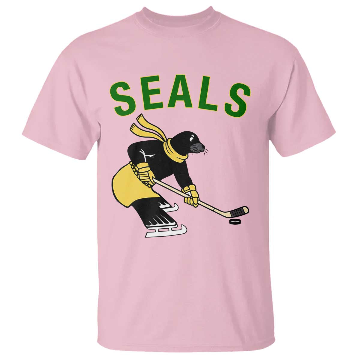Funny Seal Ice Hockey Player T Shirt Winter Sports Gift TS12 Light Pink Print Your Wear