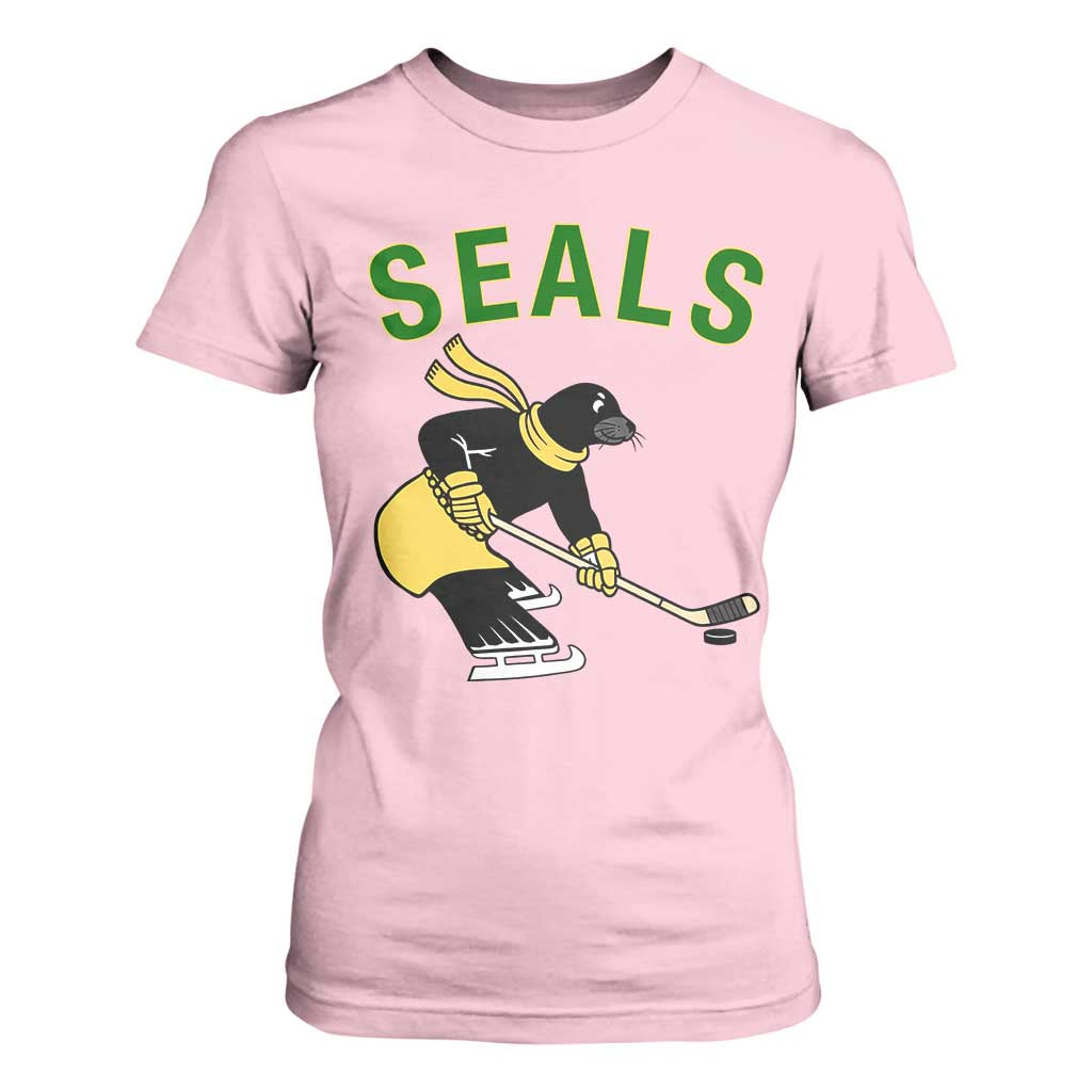 Funny Seal Ice Hockey Player T Shirt For Women Winter Sports Gift TS12 Light Pink Print Your Wear