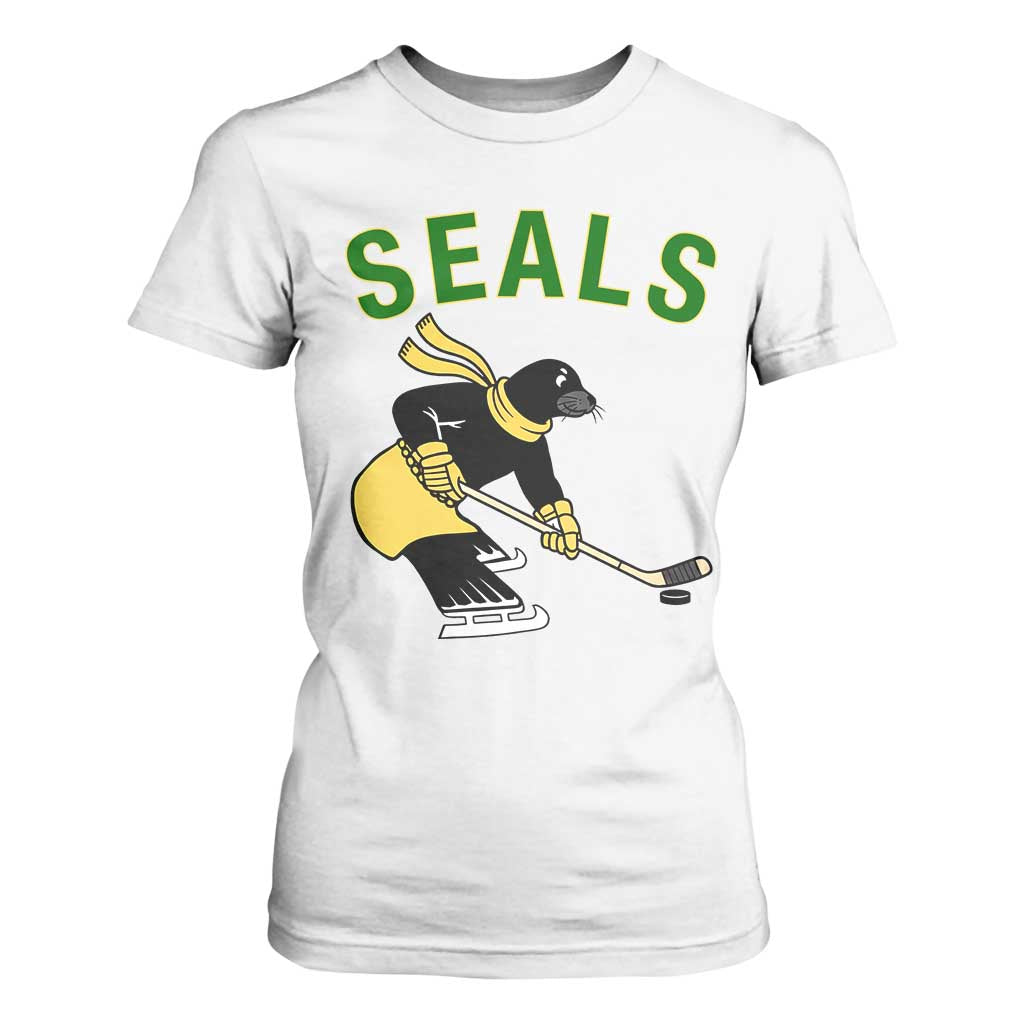 Funny Seal Ice Hockey Player T Shirt For Women Winter Sports Gift TS12 White Print Your Wear