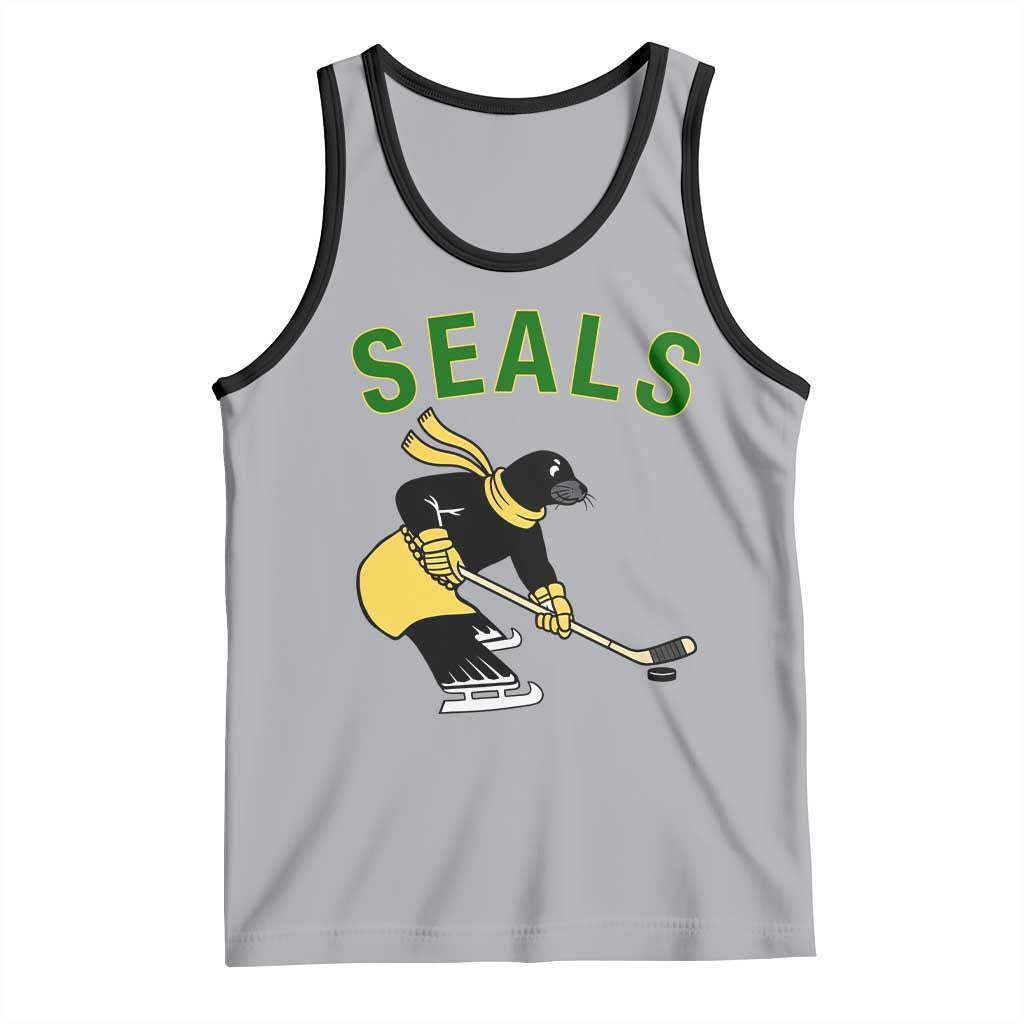 Funny Seal Ice Hockey Player Tank Top Winter Sports Gift TS12 Athletic Heather Black Print Your Wear