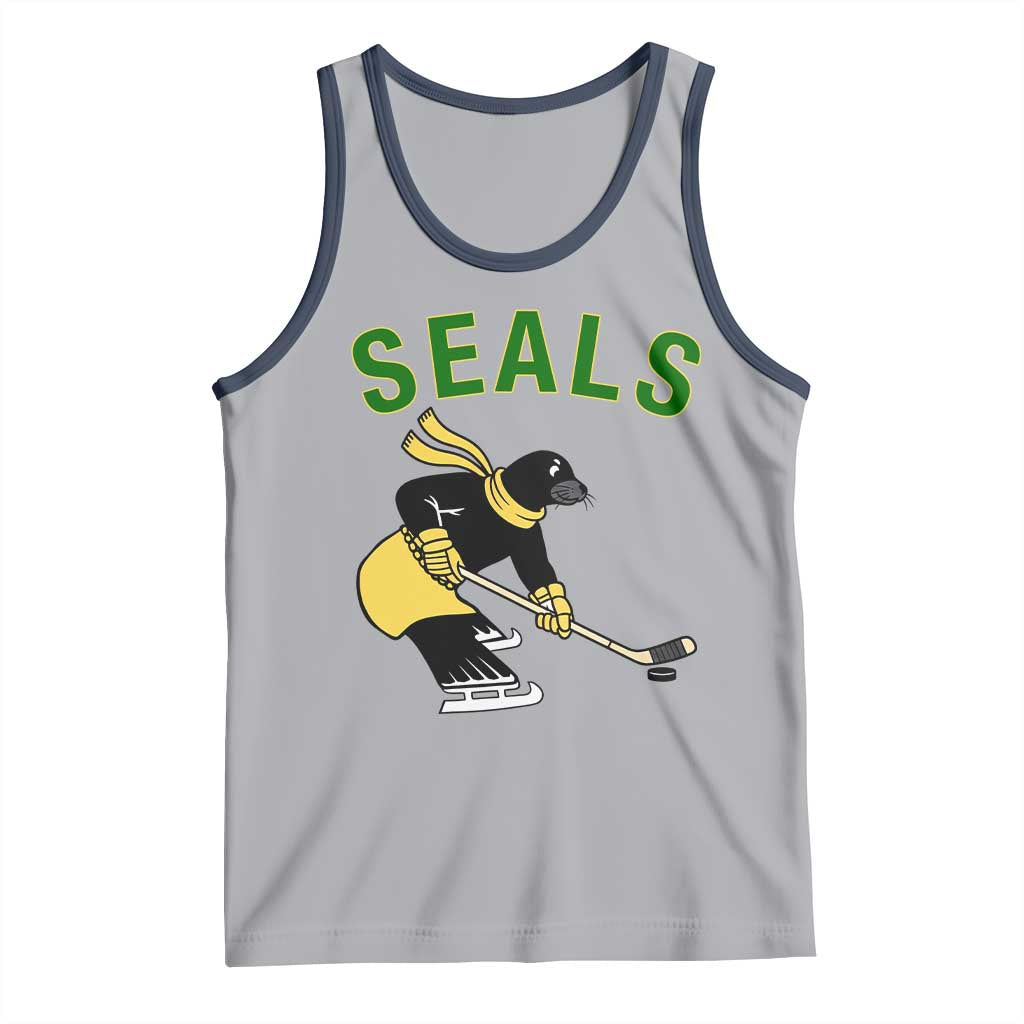 Funny Seal Ice Hockey Player Tank Top Winter Sports Gift TS12 Athletic Heather Navy Print Your Wear