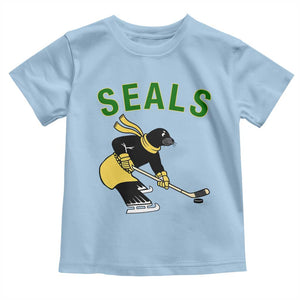 Funny Seal Ice Hockey Player Toddler T Shirt Winter Sports Gift TS12 Light Blue Print Your Wear